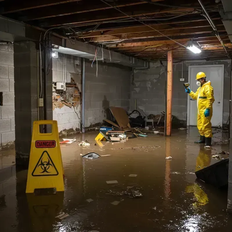 Flooded Basement Electrical Hazard in Brighton, IL Property